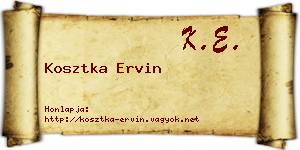 Kosztka Ervin névjegykártya